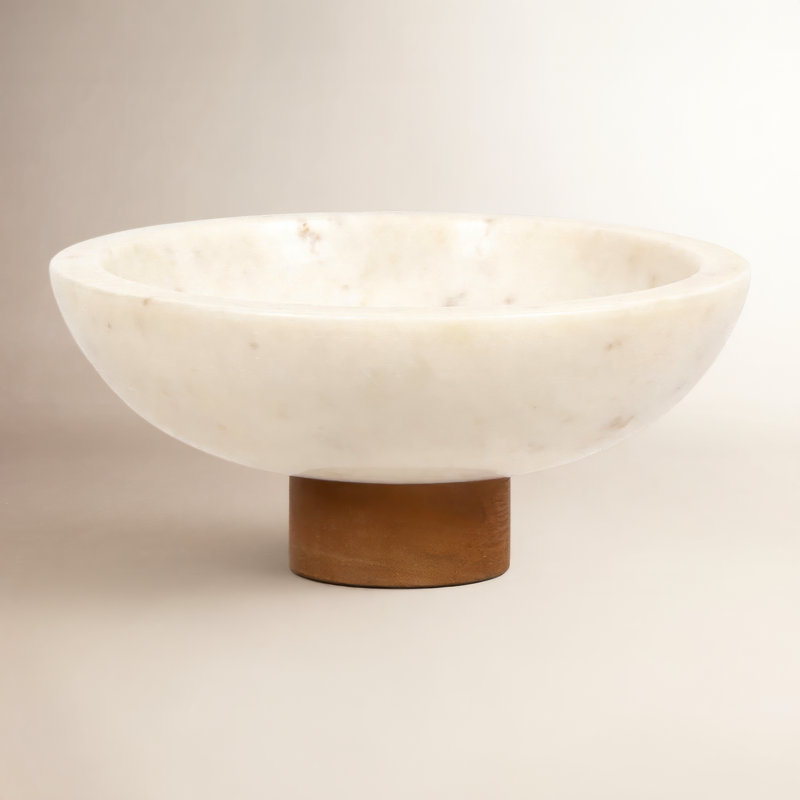 Lira Stoneware Decorative Bowl, White/Brown
