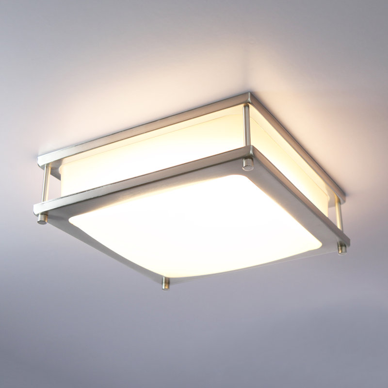 14 Inch LED Square Flush Mount Ceiling Light – 20W Dimmable, 4000K Cool White, Brushed Nickel Finish – Modern Ceiling Fixture for Living Room, Bedroom, Kitchen & More