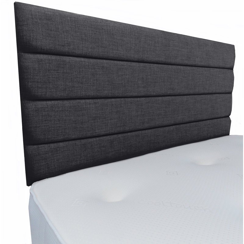 Moyo Upholstered Linen Panel Headboard, Small Double (4'), Charcoal
