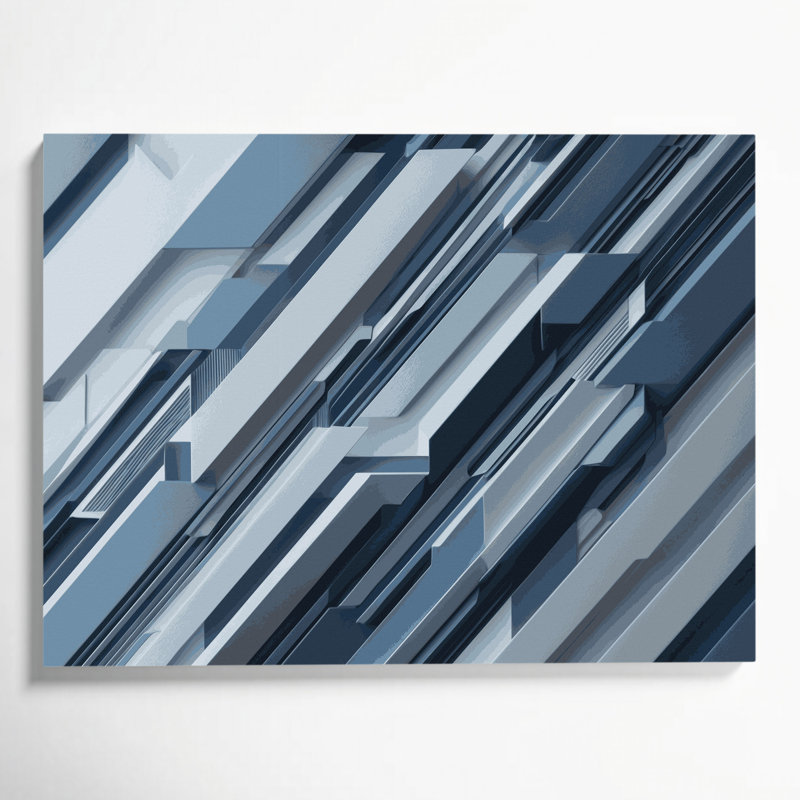 «Geometric Abstraction 32», art mural sur toile grise, H 24 po x l 36 po
