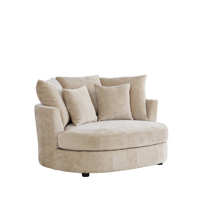 Fauteuil d'appoint surdimensionné en tonneau avec support à ressorts, fauteuil rembourré surdimensionné et capacité de poids de 500 lb.
