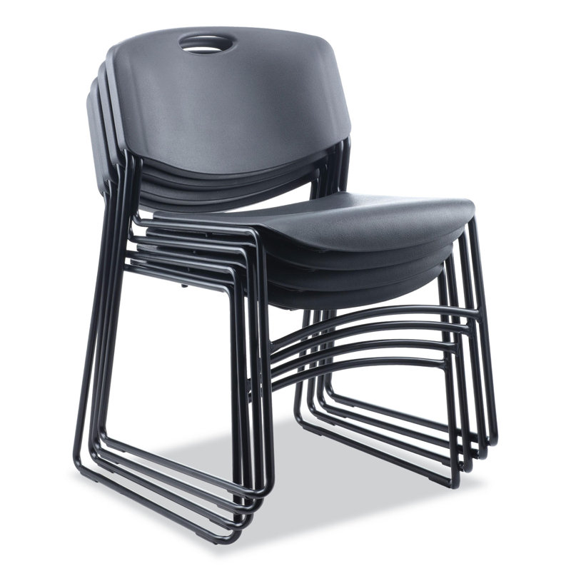 Black Metal Armless Stackable Reception Chair