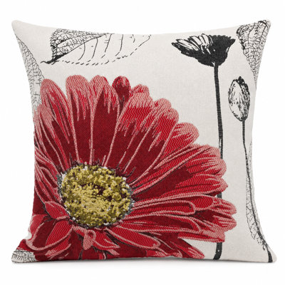 Embroidered Cotton Blend Reversible Throw Pillow