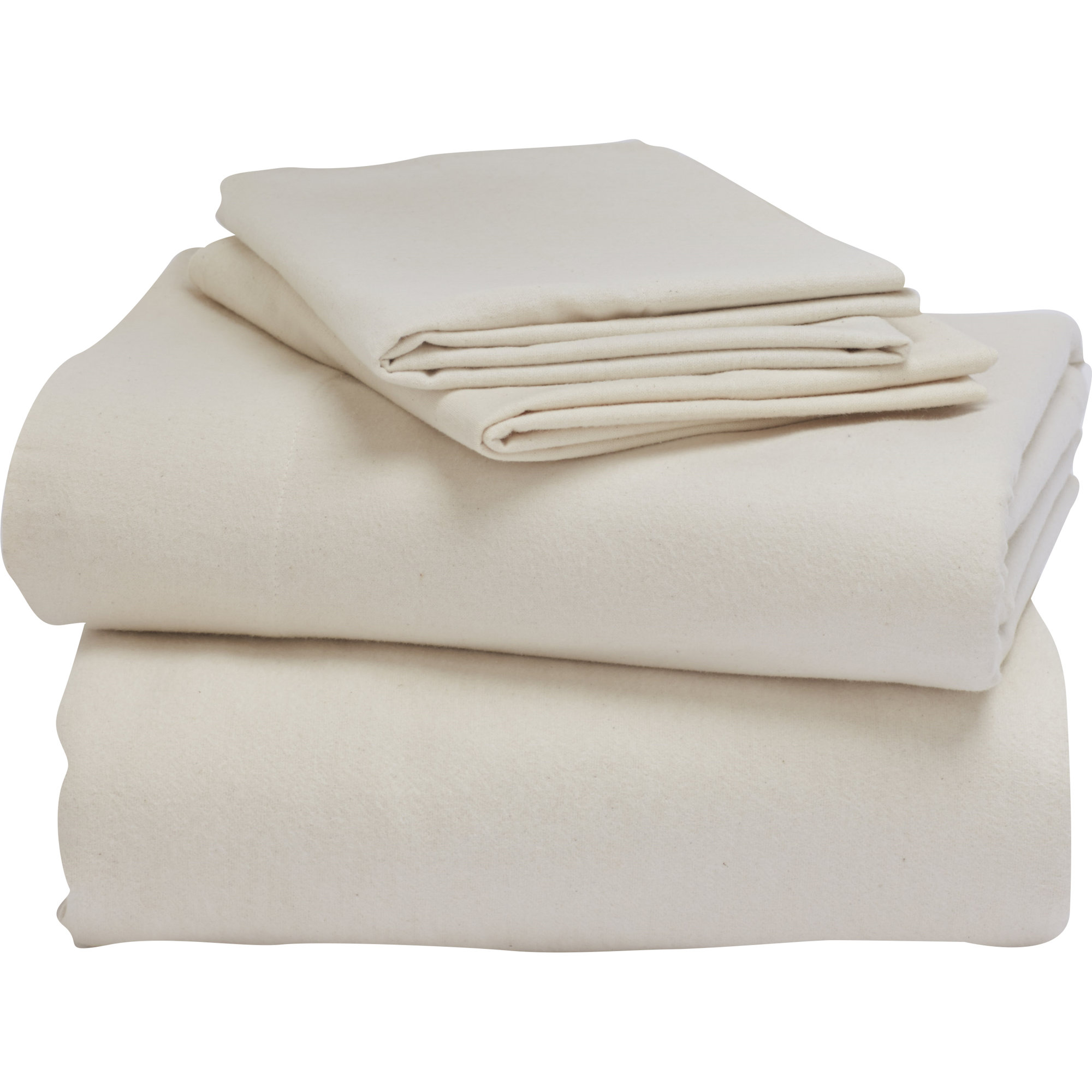 Cloud 100% Cotton Flannel Sheet Set, Twin Sheet Set with 1 Pillowcase, Natural