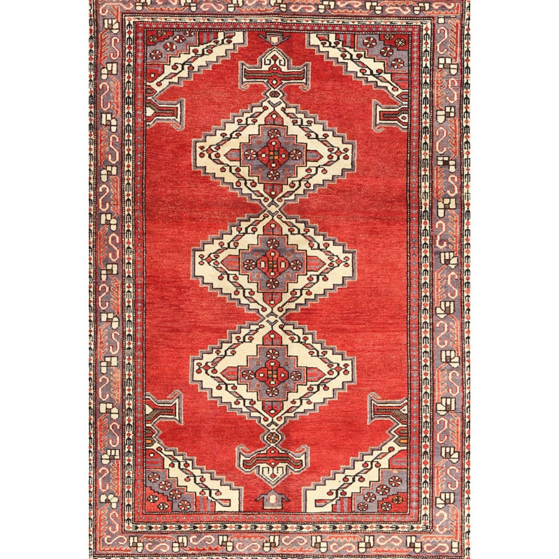 Tapis rouge en laine Meghrig, Rectangle 7 pi x 10 pi