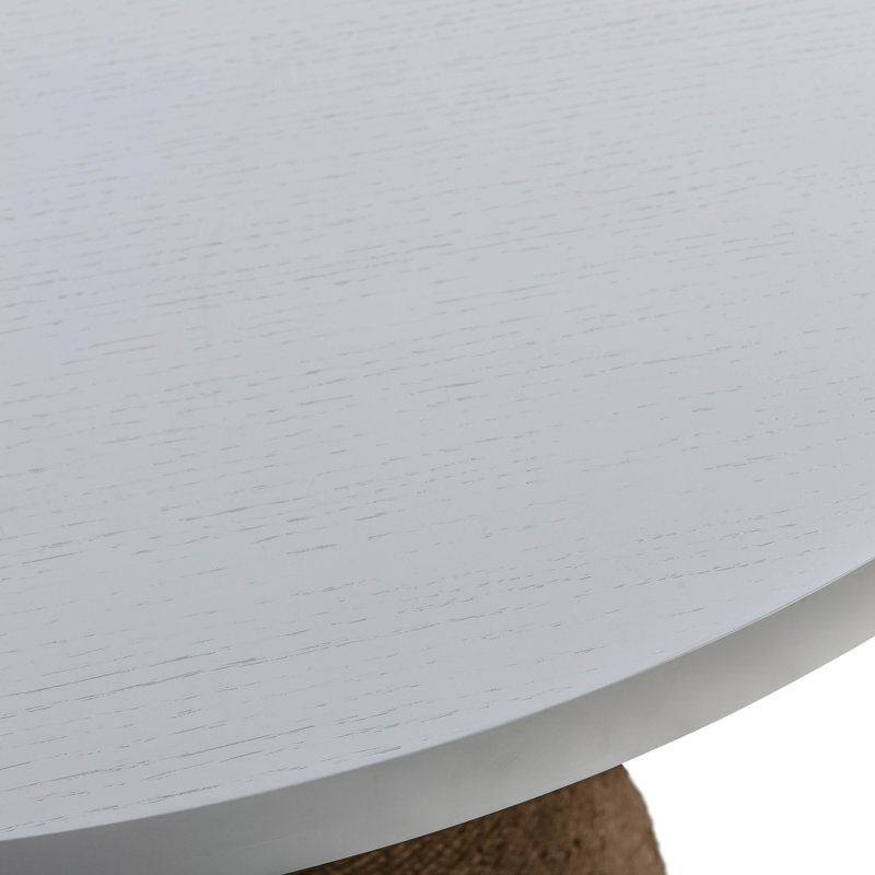 Rizzi Acacia Round Unfinished Solid Wood Top Dining Table, White/Brown