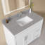 Évier intégré de meuble-lavabo simple en pierre reconstituée l 42 po x P 22 po avec dosseret gris moucheté 4 po