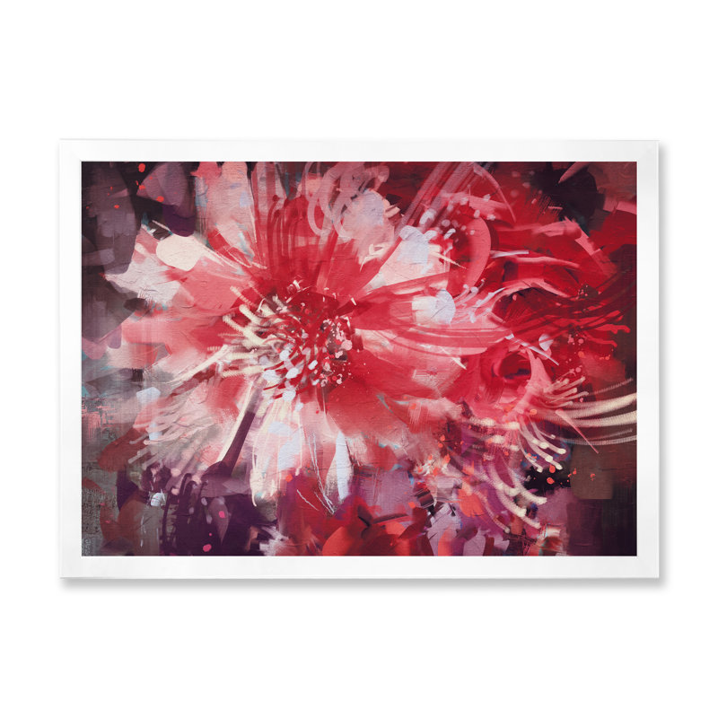 «Abstract Vivid Flower Bouquet», reproduction sur toile, Cadre de coin blanc fermé, H 24 po x l 36 po x P 1 po