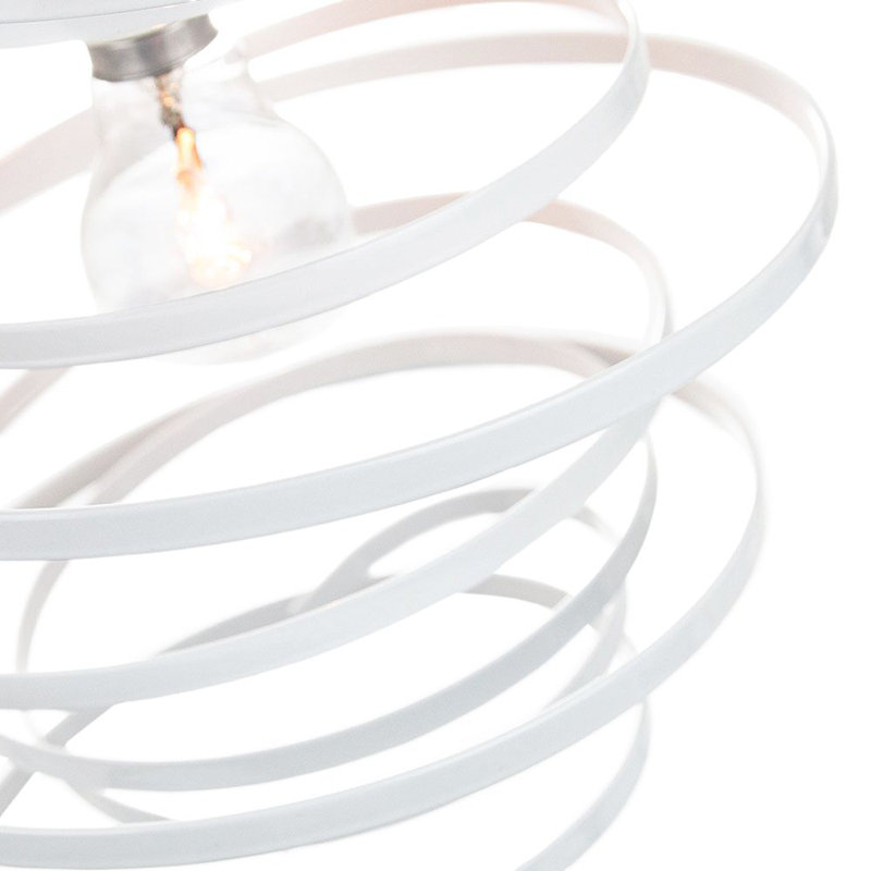 Contemporary Gloss Double Ribbon Spiral Swirl Ceiling Light Pendant, White