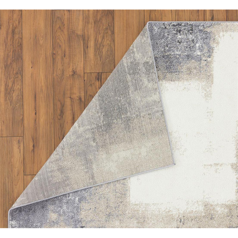 Tapis gris à motif abstrait Elrosa, Rectangle 8 pi x 10 pi