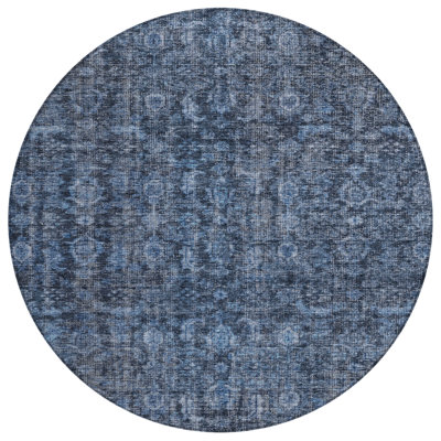 Machine Washable Indoor/Outdoor Chantille ACN1145 Blue Rug