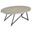 Table basse ovale en chêne gris vieilli et noir avec construction décor industriel rustique