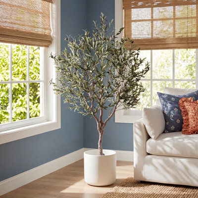 Olive artificielle en pot Adft de 7 pi, olives artificielles pour la maison et le bureau, olive en pot pour la décoration