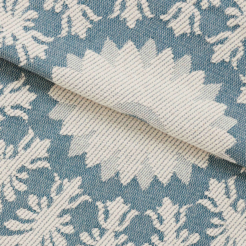 Ensemble de couvre-lit médaillon traditionnel en mélange de coton léger Alistair, King Coverlet + 2 Shams, Bleu céruléen
