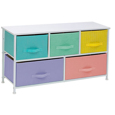 Sorbus Dresser with 5 Drawers with Steel Frame, Wood Tops, and Fabric Bins