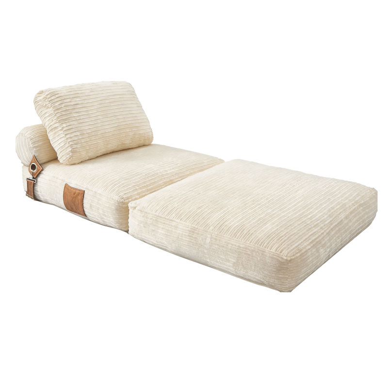 Fauteuil à billes pour adulte Corduroy Leathaire, Velours côtelé, Ivoire ivoire