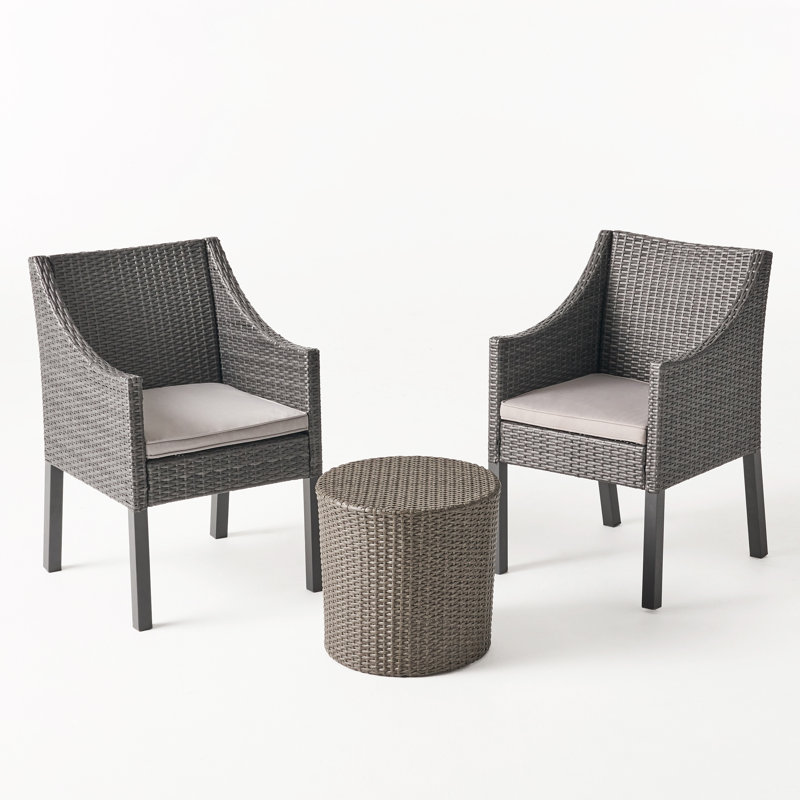 Thorn 2 - Person Patio Conversation Set with Cushions, Gray Frame / Silver Cushion