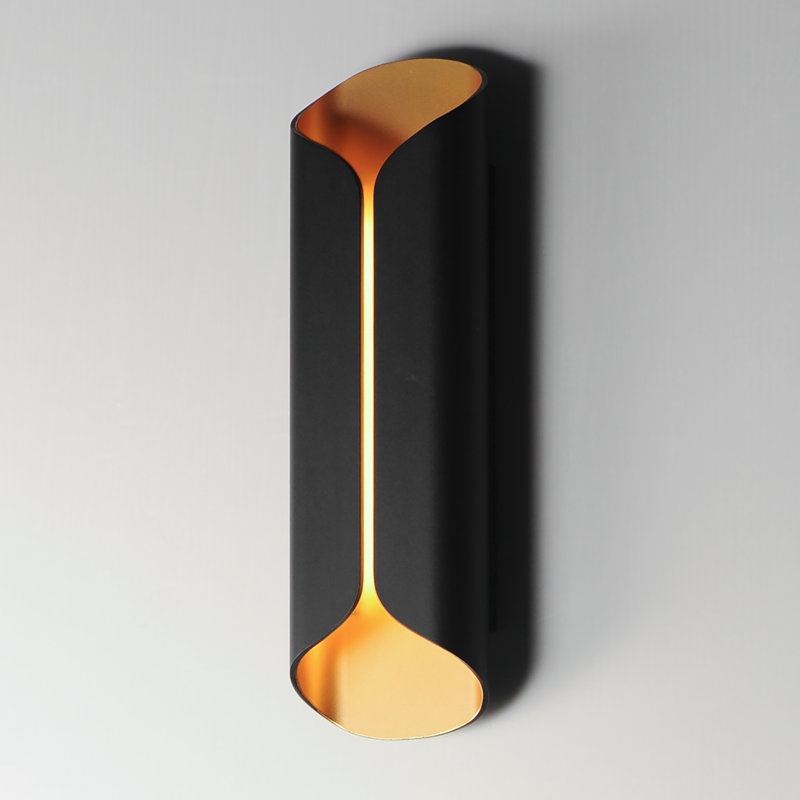 Alessandrino Aluminium LED Wall Light, Gold/Black, 20" H x 6.25" W x 3.25" D