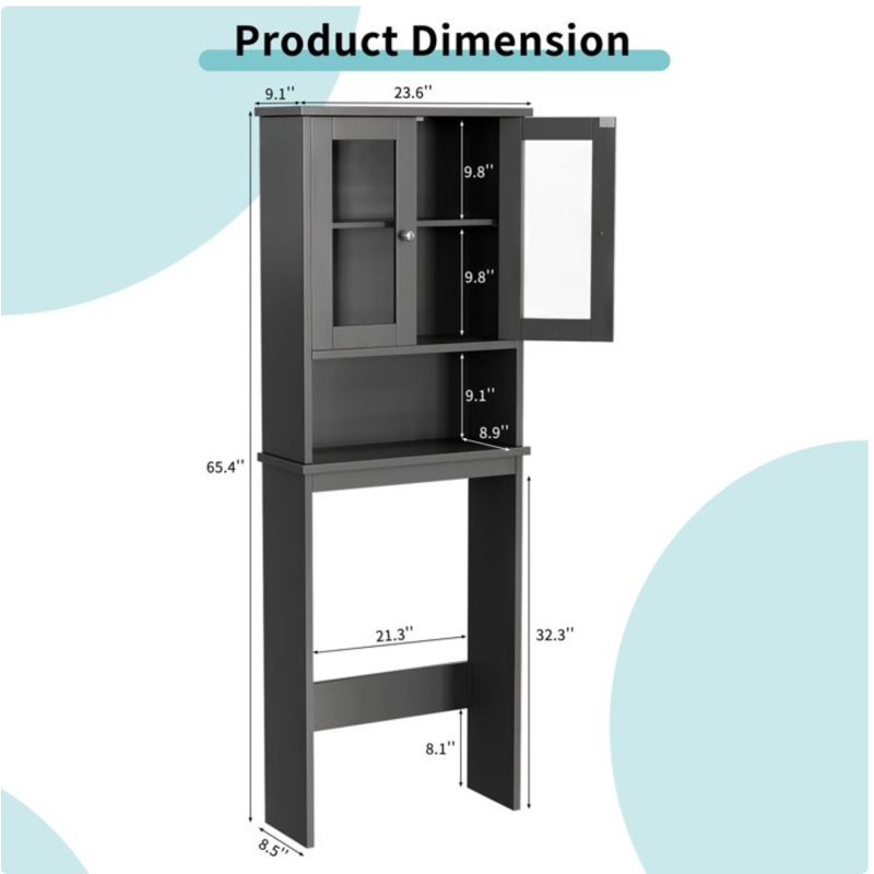 Rangement au-dessus de la toilette, organisateur de tablette de salle de bain, Gris