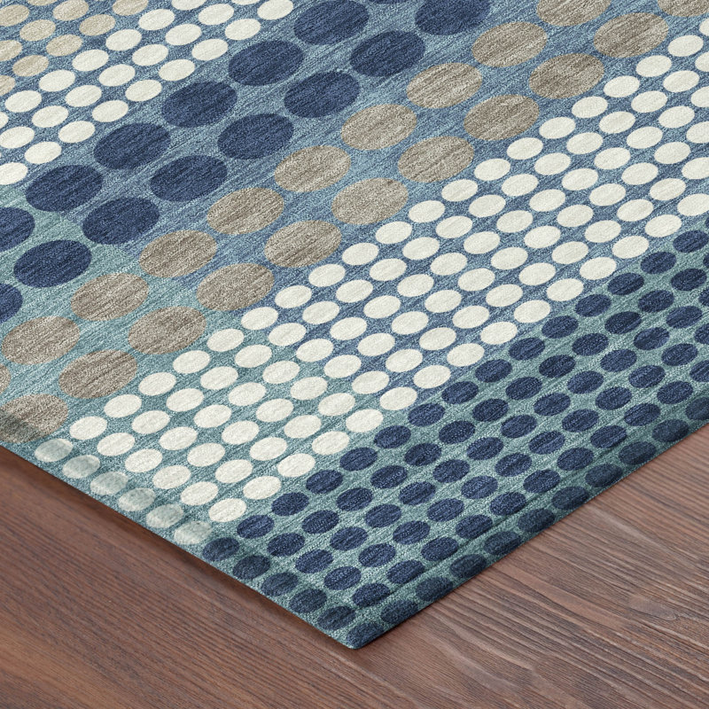 Machine Washable Indoor/Outdoor Chantille ACN2445 Geometric Rug, Blue, 9' x 12'