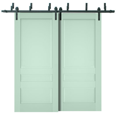 Portes coulissantes de style grange Veregio 7411 Oliva, rails robustes de 2 m, quincaillerie incluse, portes de placard de chambre en bois massif