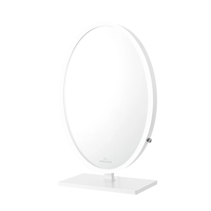 Miroir de table ovale Heiress Plus, Blanc, Bande de lumière DEL, 36,5 po x 23,75 po
