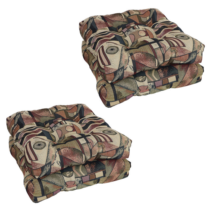 19-Inch Square Tapestry Tufted Dining Chair Cushions (Set Of 4)