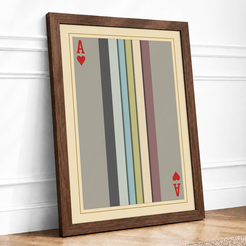 Striped Ace of Diamonds Geometric - Framed Print, A1 - 84.1 x 59.4 cm, Walnut