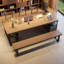 Bureau rectangulaire brun et noir en bois massif et fer-708305351