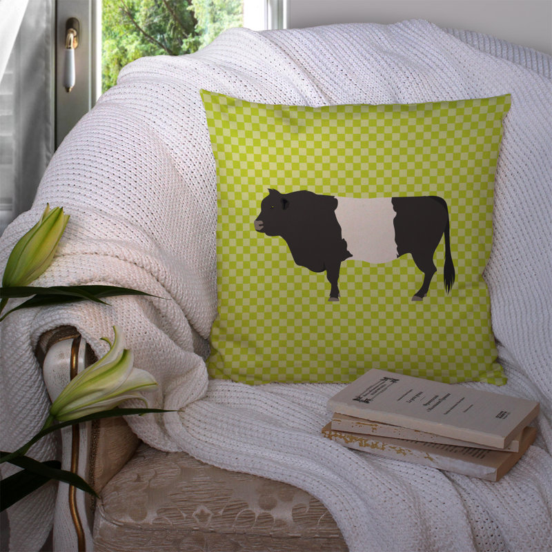 Coussin extérieur à tapis de vache à ceinture, Vert, 14 po x 14 po