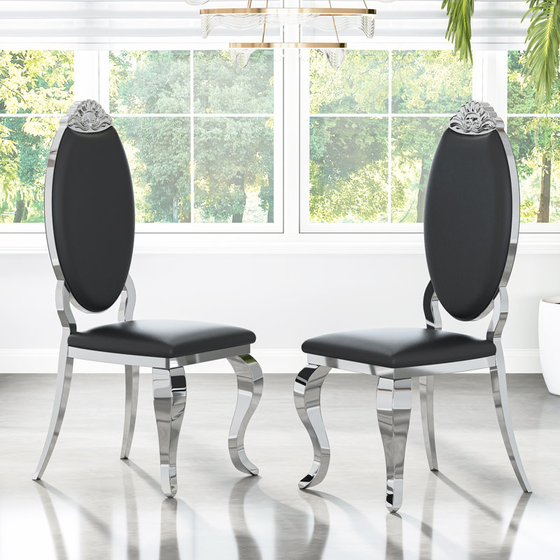 Chaise d'appoint Khandis, Argent argent, Noir