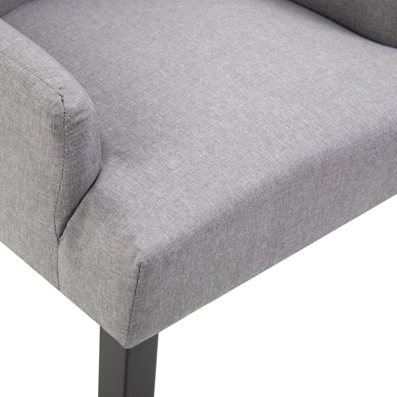 Beverle Dining Chair with Armrests Fabric, Light Gray, 6