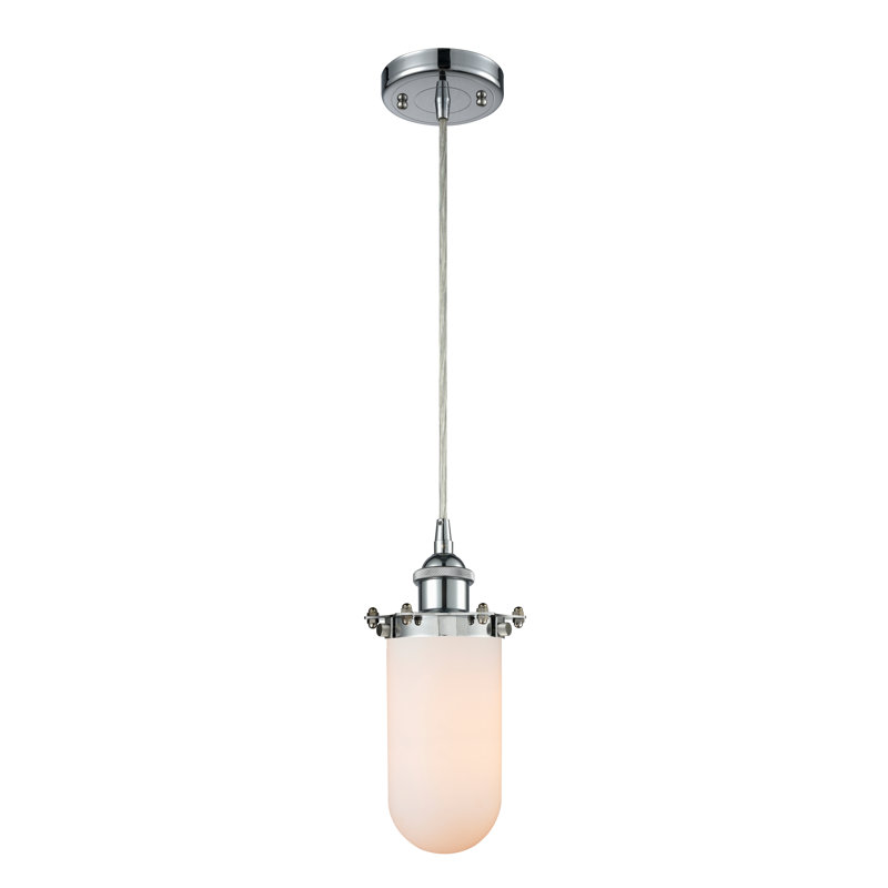 Luminaire suspendu à 1 lumière Calixta, Chrome poli, Blanc, Ampoule DEL 6 watts Vinage