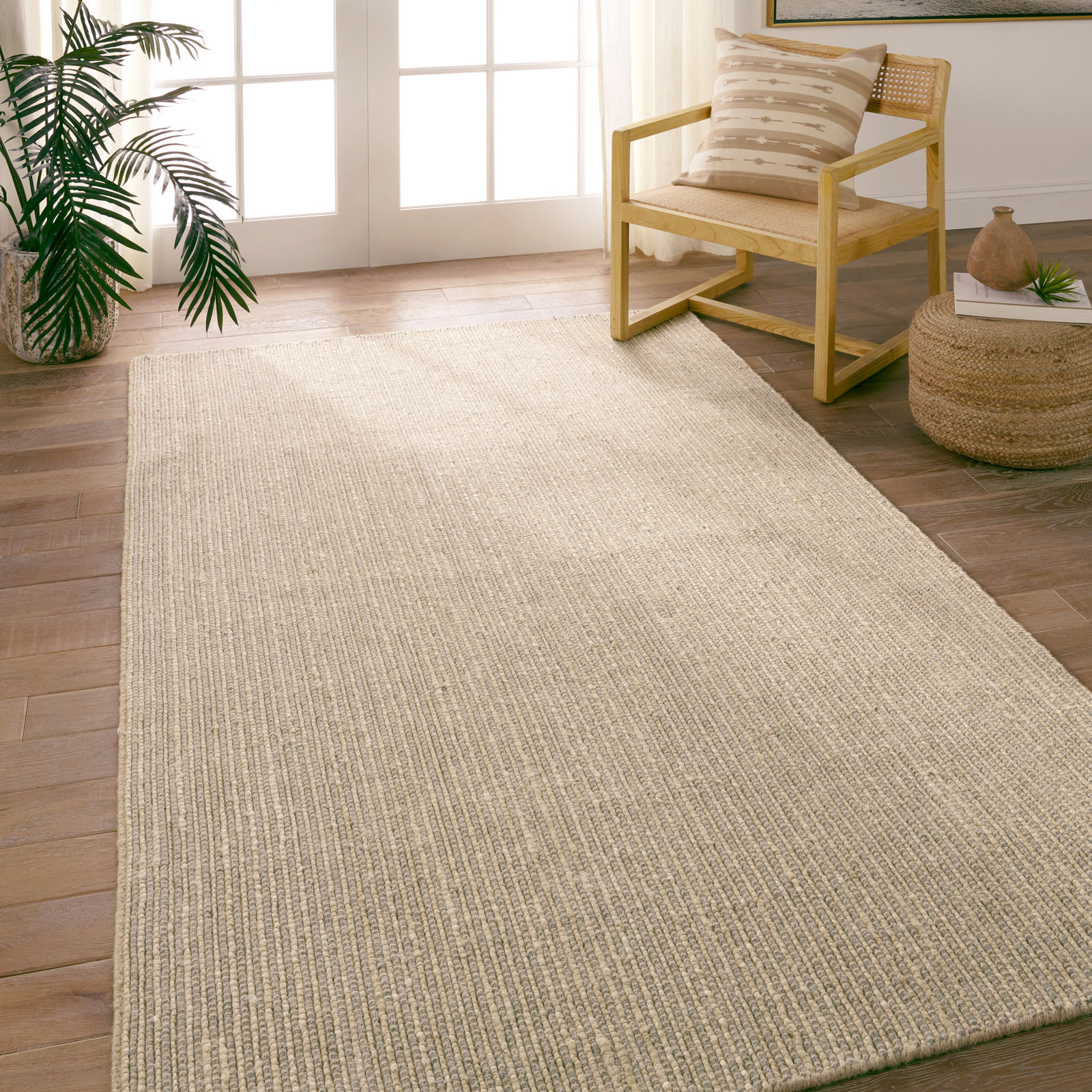 Eartha Gray Tan Hand-Loomed Outdoor Rug, Rectangle 10' x 14'