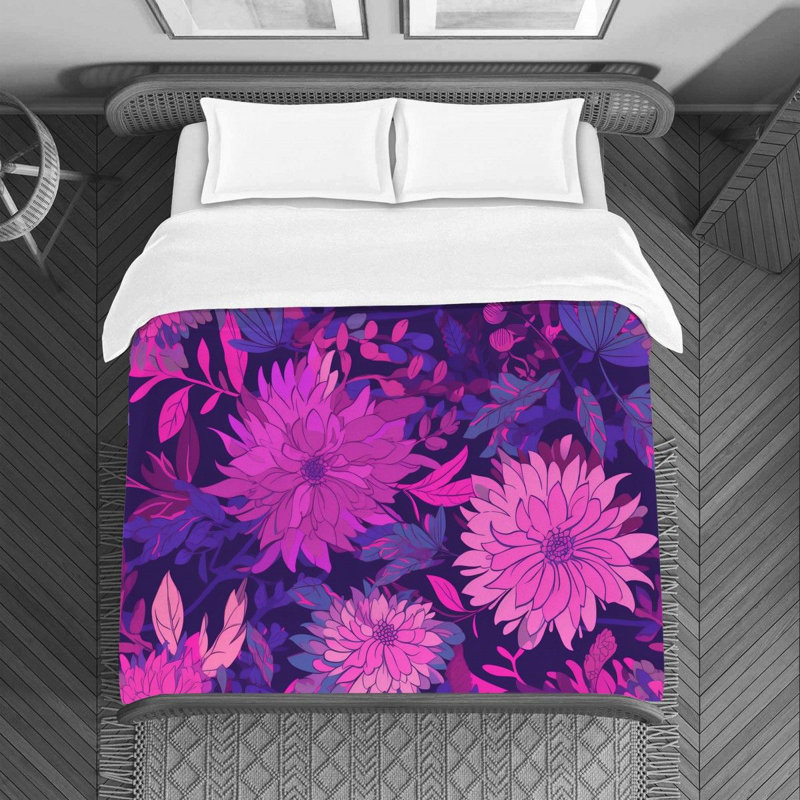 Machine Printed Duvet Cover, Queen Duvet Cover, Pink/Purple