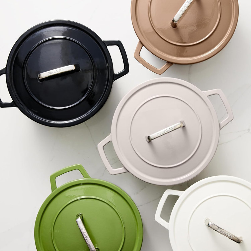7 QT Enameled Cast Iron Dutch Oven with Lid in Ganache