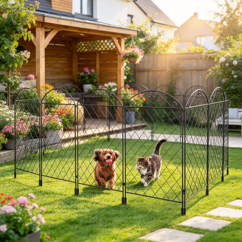 110.01 cm H x 696.01 cm W Fence Panels Fencing with 8 Panel(s) Included