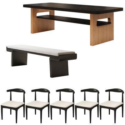 Modern simple black solid wood dining table set