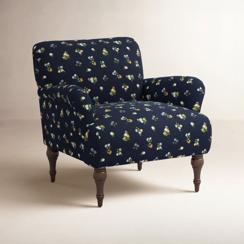 Bristol Armchair In Ditsy Dahlia Navy, Espresso, Ditsy Dahlia Navy