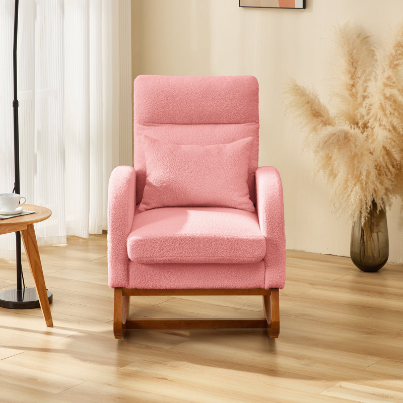 Chaise berçante en bois massif EROMMY, Beige