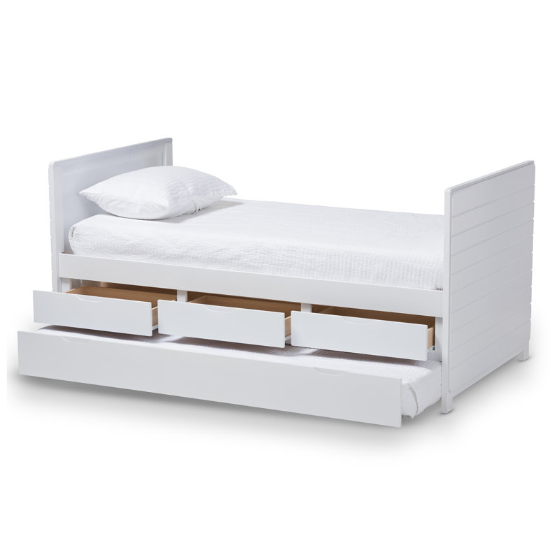 Lit de jour simple avec couchette Keighly, Blanc