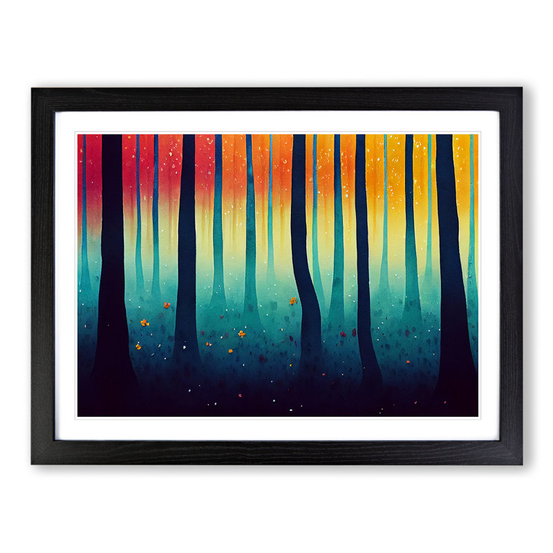 Forest In Technicolour Vol.5 - Single Picture Frame Painting, Black, 25cm H x 34cm W x 2cm D