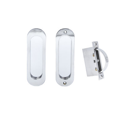 Oval Pocket Door Hardware - Passage Set with Edge Pull