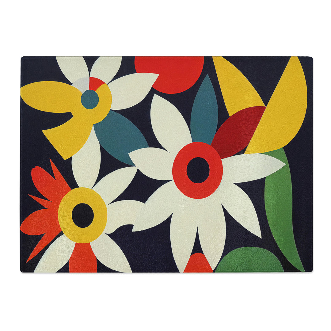 Miraculous Abstract Flowers  Glass Chopping Board
