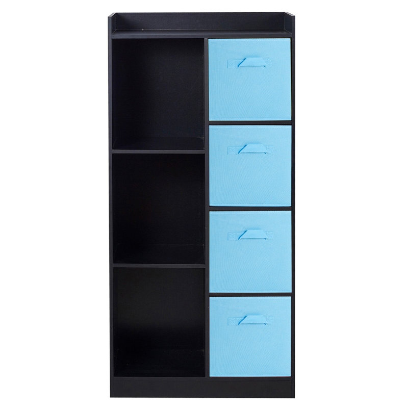 Samee 128cm H x 62.5cm W Cube Bookcase, Black/Sky Blue