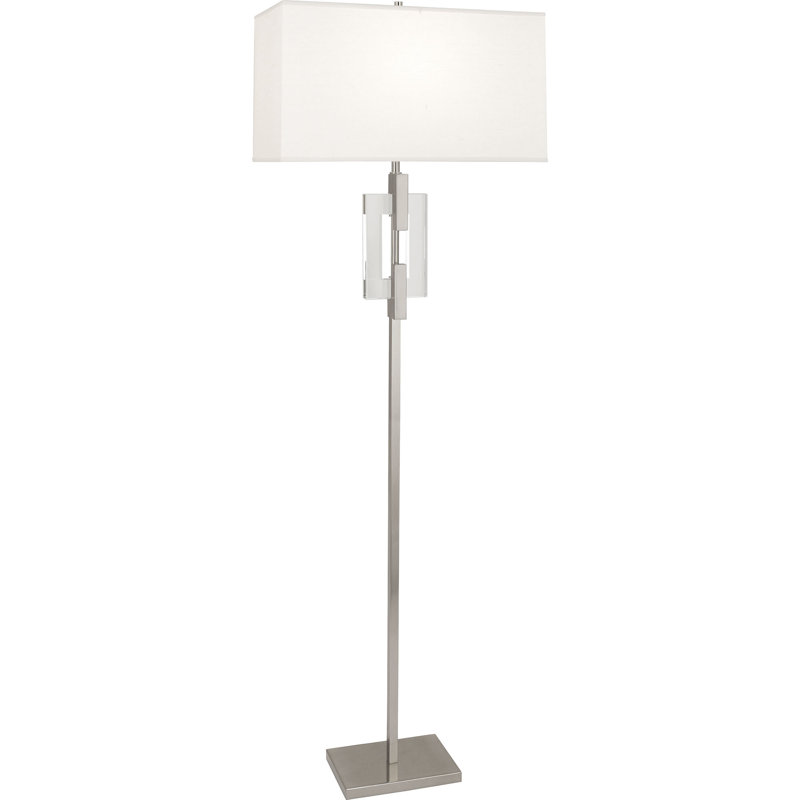 Modern And Crystal Floor Lamp - Elegant Dupioni Shade, Full Range Dimmer, 150W Max - Stylish Lighting For Contemporary Spaces