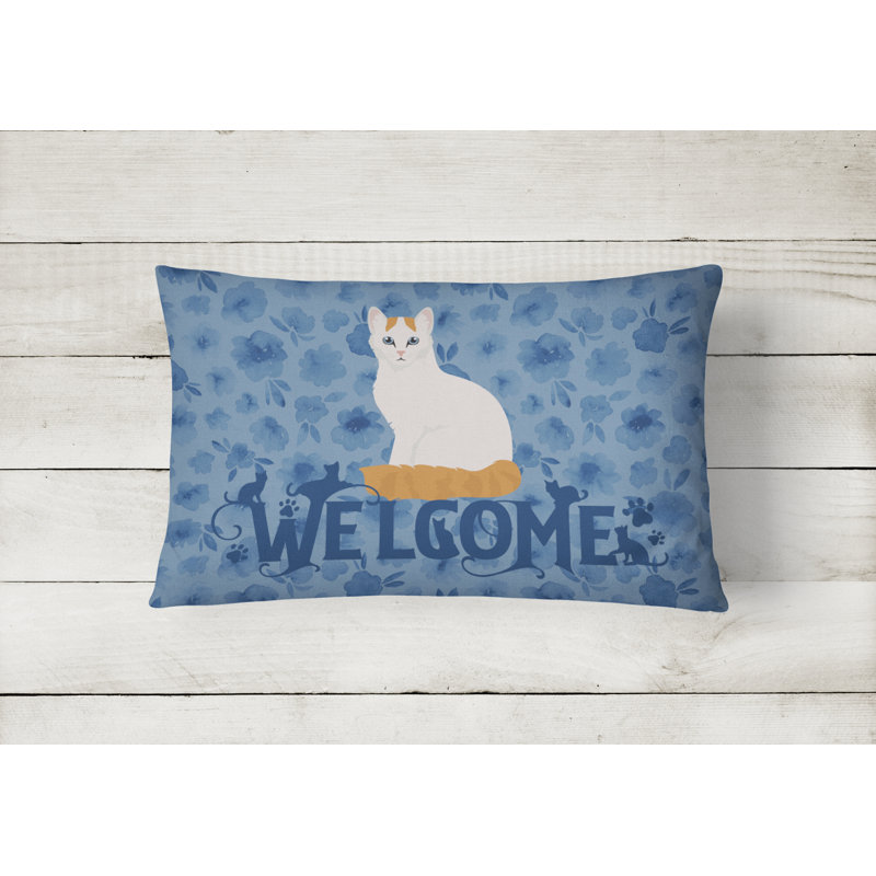  Coussin d'extérieur rectangulaire avec rembourrage Turkish Van Cat Welcome