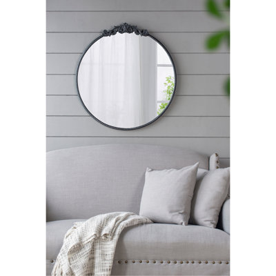 30 po x 32 po, miroir rond mural avec cadre en métal pour salle de bain