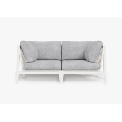 White Aluminum Outdoor Loveseat, Pacific Fog Grey