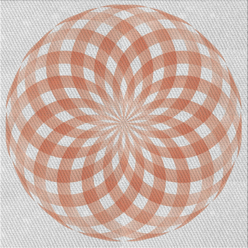 Tapis orange/gris tissé à la machine, Carré 6 pi